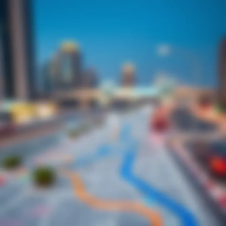 Map of Dubai Metro Blue Line route