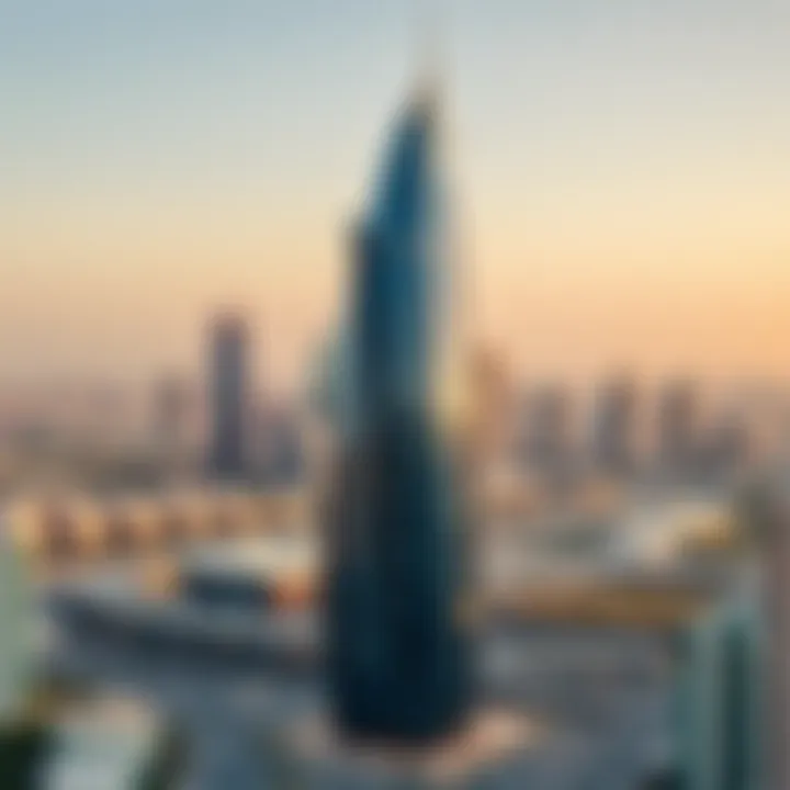 Panoramic View of the Blue Tower Panoramic view of the Blue Tower against the Dubai skyline