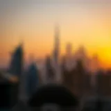 Luxurious Dubai skyline at sunset