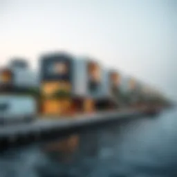 Scenic view of The Cove's waterfront properties showcasing modern architecture