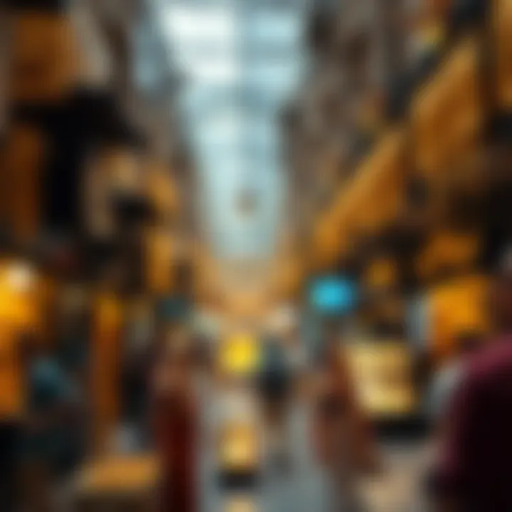 Life in the Vibrant Dubai Gold Souk A breathtaking view of the Dubai Gold Souk market bustling with activity