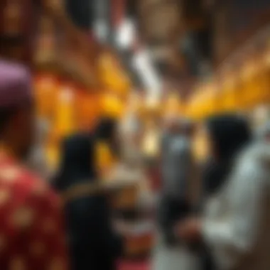 The Art of Bargaining at Dubai Gold Souk Traditional bargaining scene between customers and vendors in Dubai Gold Souk