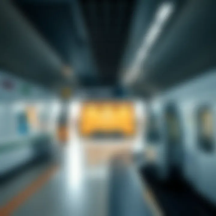 Inside Dubai Mall Metro Station: Accessibility Focus Interior of the Dubai Mall Metro Station highlighting its accessibility features