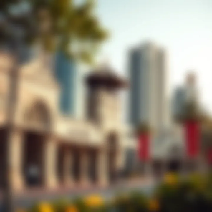 Cultural landmarks symbolizing the heritage of Central Dubai