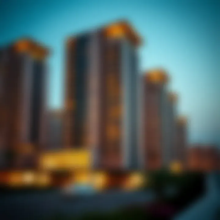 Luxurious residential buildings highlighting investment potential