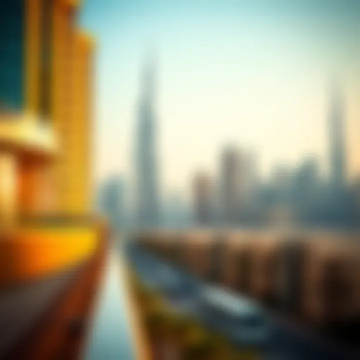 Dubai's Golden Mile Skyline Stunning skyline view of Dubai's Golden Mile showcasing luxurious architecture