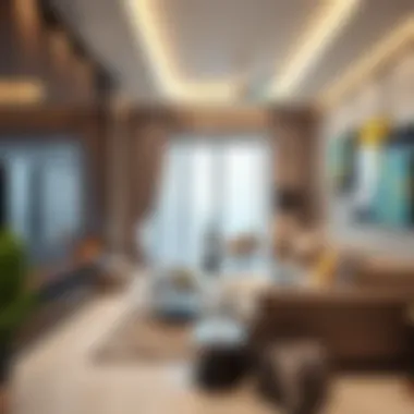 Luxurious Interior Design of Azizi Developments Apartment Luxurious interior design of an Azizi Developments apartment highlighting modern aesthetics.