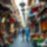 Bustling marketplace showcasing traditional goods and vibrant colors