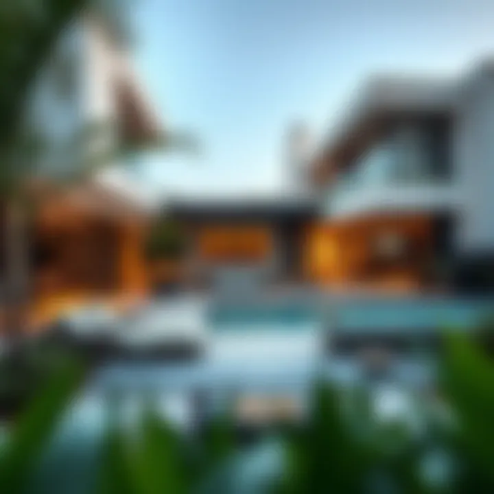 Modern Living Adjacent to Nature A modern residential property near a park, highlighting outdoor living spaces