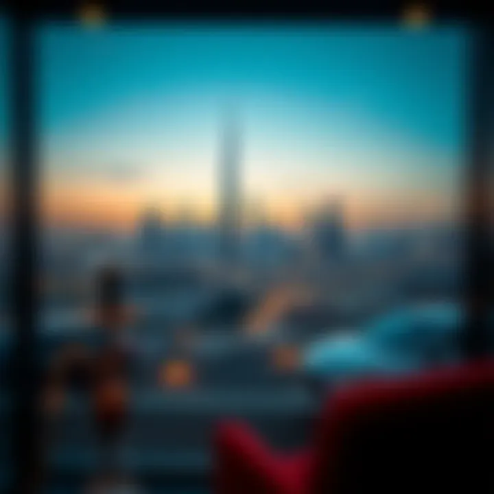 Dubai Skyline from a Shisha Cafe A stunning view of Dubai skyline from a popular shisha cafe