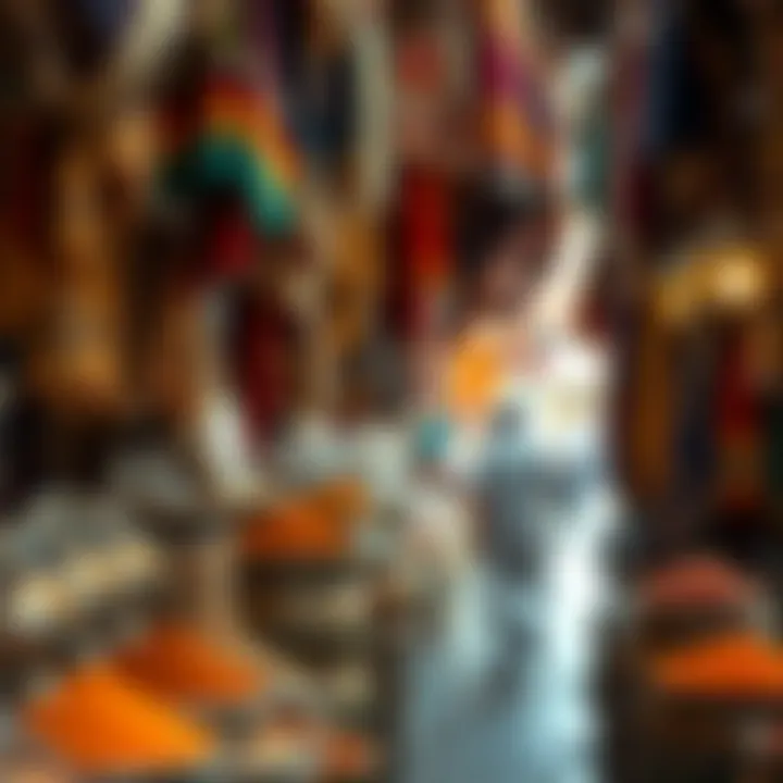 The Rich Colors of Dubai's Traditional Souks Traditional souk with colorful spices and textiles