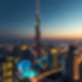 Stunning view of Burj Khalifa during sunset