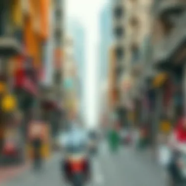 Vibrant street life depicting the cultural diversity in the heart of Dubai.