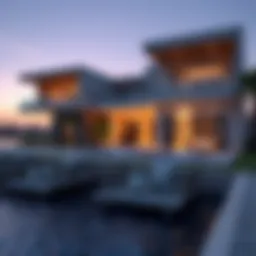 Luxurious villa exterior overlooking the waterfront