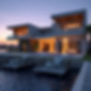 Luxurious villa exterior overlooking the waterfront