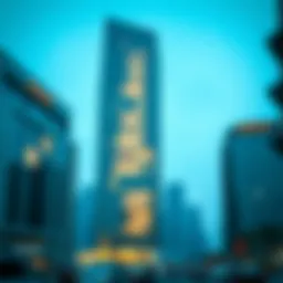 Spectacular view of Tower 4 at Dubai Wharf showcasing its modern architectural design