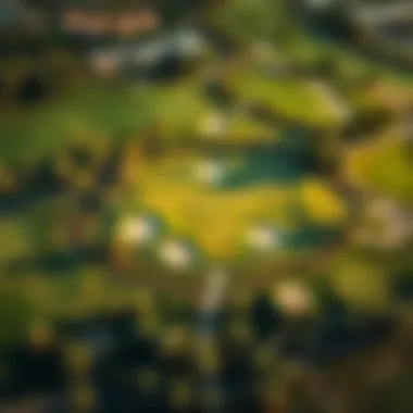 Aerial View of Yas Golf Club Aerial view of Yas Golf Club showcasing the lush greens and scenic surroundings