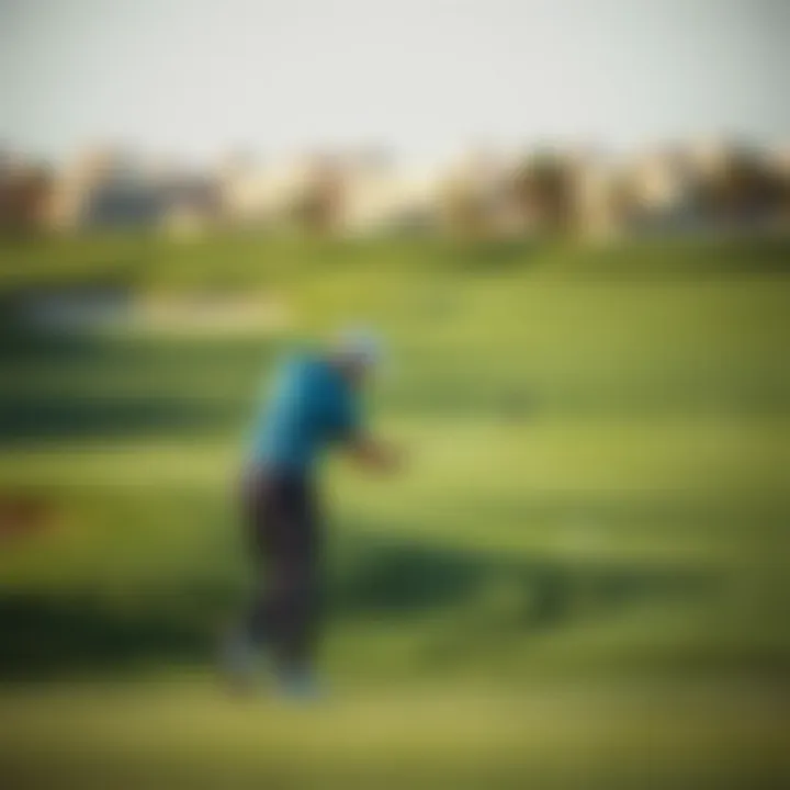 Golfer on the Fairways of Yas Golf Club A golfer in action on the pristine fairways of Yas Golf Club