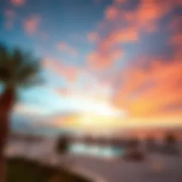 Panoramic view of Zorah Beach at sunset showcasing the vibrant colors of the sky