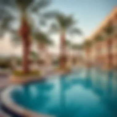 Serene Poolside Oasis at Fairmont The Palm Luxurious pool area surrounded by palm trees