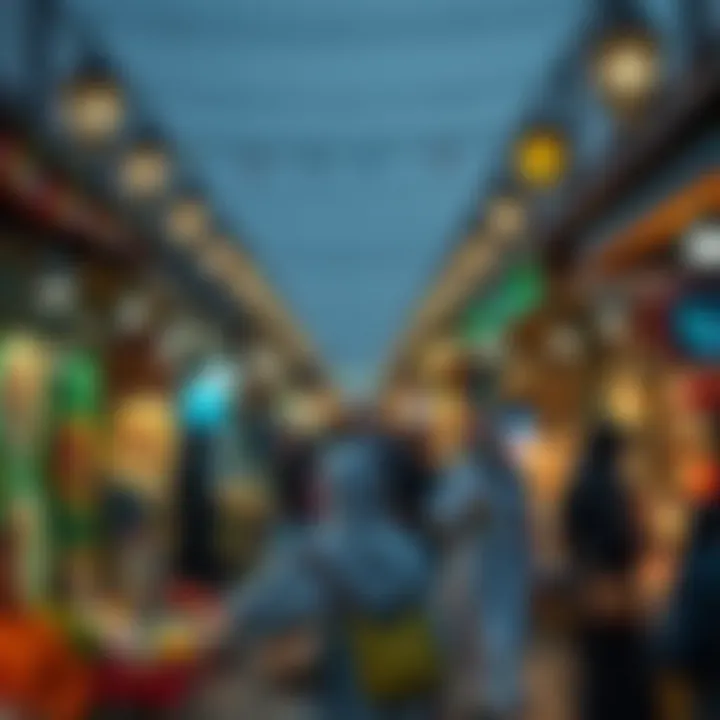 A vibrant market scene reflecting cultural festivities during Ramadan in the UAE.