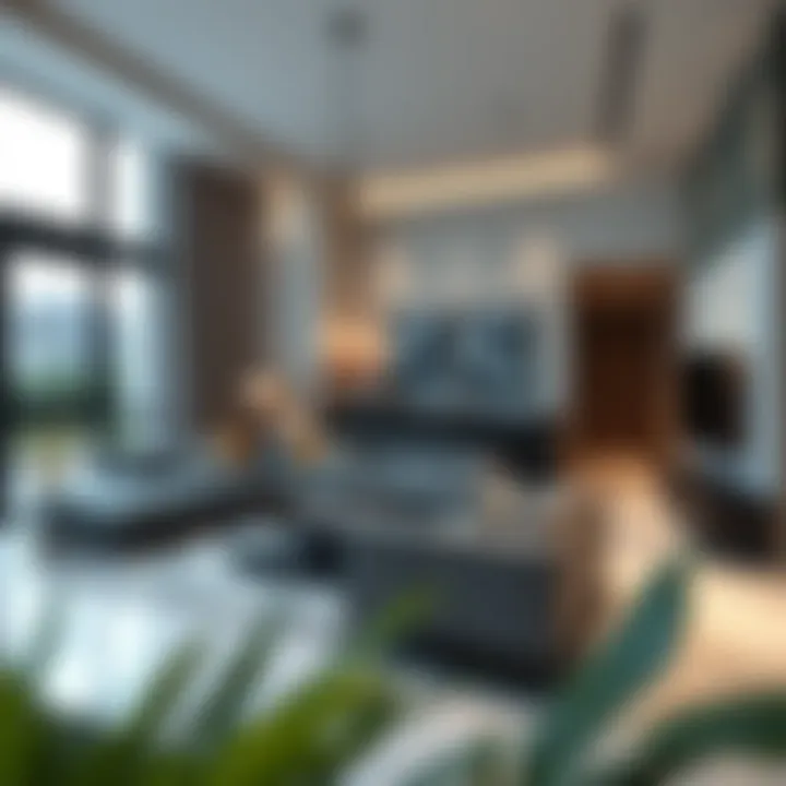 Interior design of living spaces in Hayat Townhouses