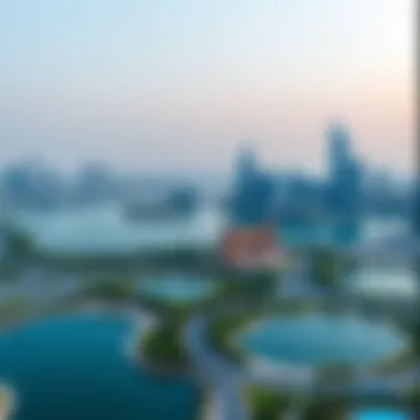 Panoramic View of JLT Skyline and Lakes A panoramic view of Jumeirah Lake Towers showcasing its skyline and lakes