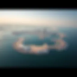 Aerial view of Jumeirah Bay Island showcasing its unique shape and layout