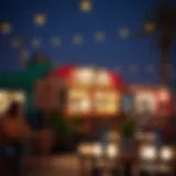 Diverse Culinary Options at Last Exit A vibrant food truck scene at Last Exit showcasing diverse culinary options.