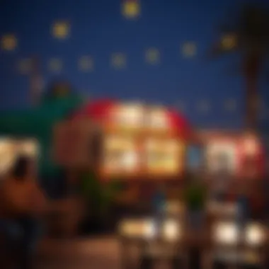 Diverse Culinary Options at Last Exit A vibrant food truck scene at Last Exit showcasing diverse culinary options.