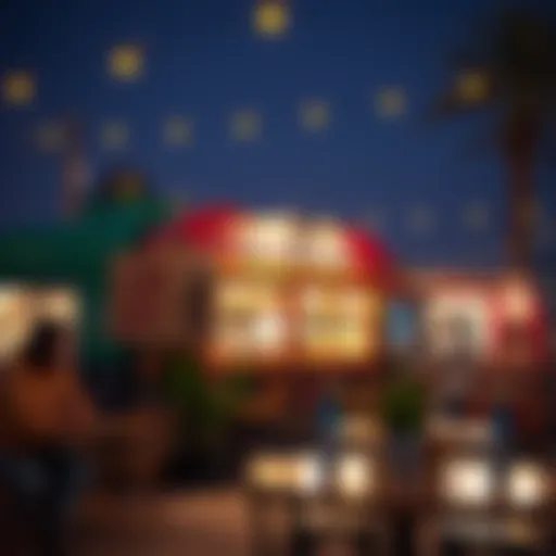 Diverse Culinary Options at Last Exit A vibrant food truck scene at Last Exit showcasing diverse culinary options.