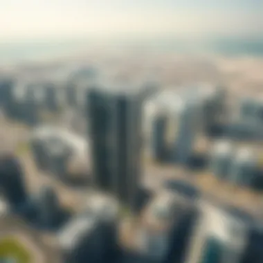 Modern Urban Landscape of Dubai Aerial view of Dubai showcasing modern skyscrapers and urban development