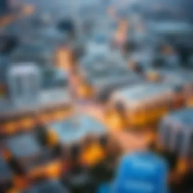 Panoramic view of the surrounding neighborhood highlighting accessibility and attractions