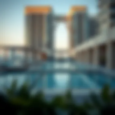 Luxurious amenities including a rooftop pool and lounge area