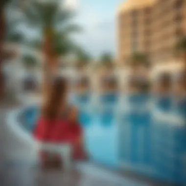 A serene poolside setting emphasizing relaxation and leisure
