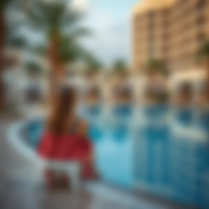 A serene poolside setting emphasizing relaxation and leisure