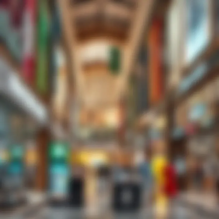 Vibrant Retail Experience Inside Mercato Mall Interior shopping area filled with diverse retail stores