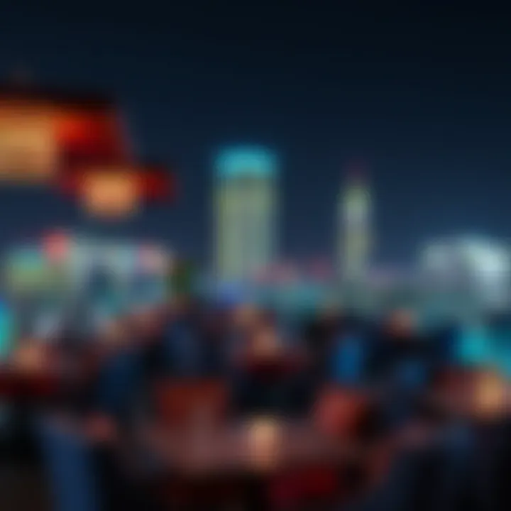 Elegant Seating and Ambiance at Nakheel Mall Rooftop Elegant seating arrangements at the Nakheel Mall rooftop with ambient lighting