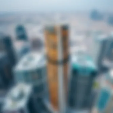 Aerial View of Narcissus Building in Dubai An aerial view of Dubai featuring the Narcissus Building amidst the skyline.