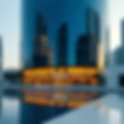 The reflective facade of the Narcissus Building showcasing its unique architectural design.