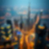 Aerial View of Dubai's Real Estate Landscape Aerial view of Dubai's skyline showcasing iconic buildings