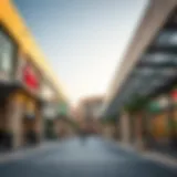 Dubai Outlet Mall Metro Station exterior showcasing modern architecture