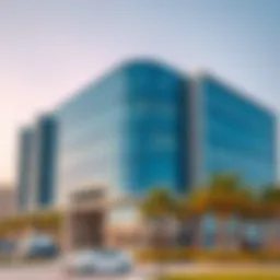 A modern office building in Dubai showcasing innovative architecture.