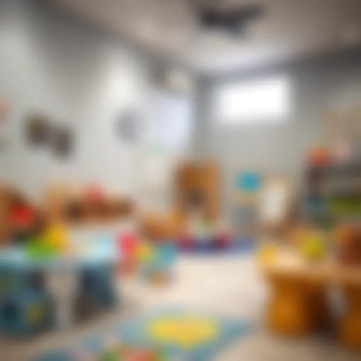 Play area with educational toys and materials