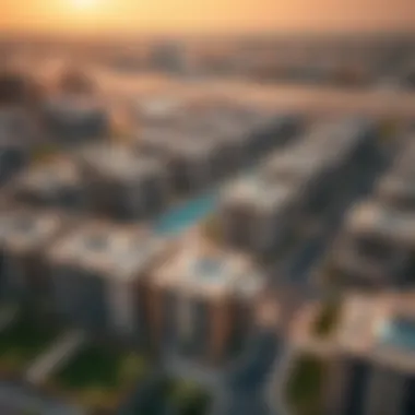 Aerial Perspective of Dubai's New Housing Projects Aerial view of new residential developments in Dubai