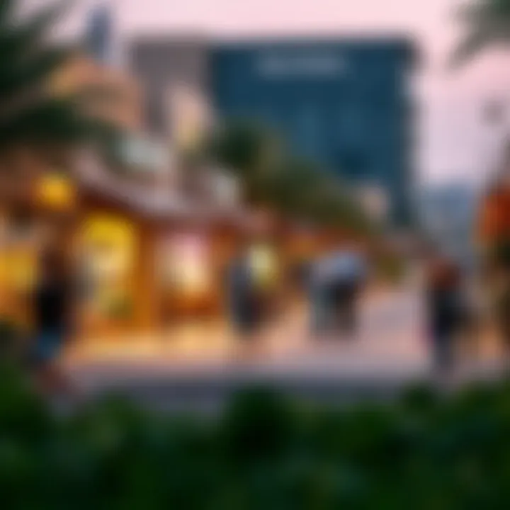 Community Life in Dubai A bustling neighborhood in Dubai with vibrant shops and community spaces