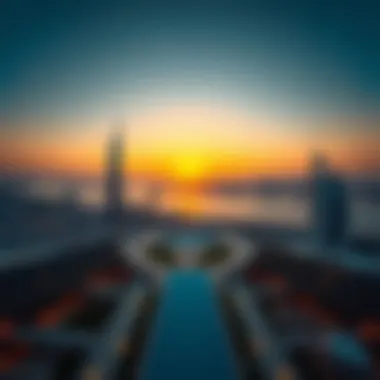 Brilliance of برج النخلة During Sunset Stunning view of برج النخلة at sunset