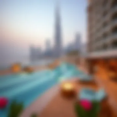 Stunning Dubai skyline with opulent hotel pools