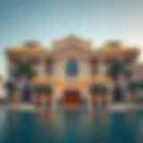 Stunning Facade of Raffles Palm Jumeirah Resort Luxurious exterior view of Raffles Palm Jumeirah