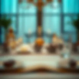 Traditional Ramadan table setting with dates and water